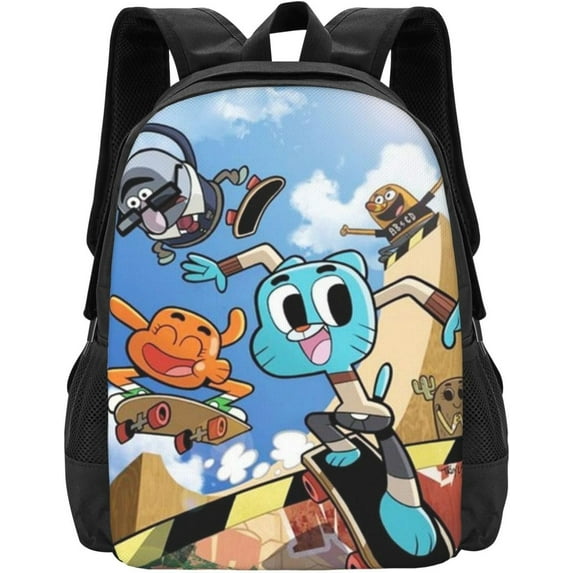 Cartoon Darwin Backpack The Amazing Anime World Of Gumball Character Backpack Cute Kawaii Travel Backpacks Unisex Cartoon Anime Fan Gift