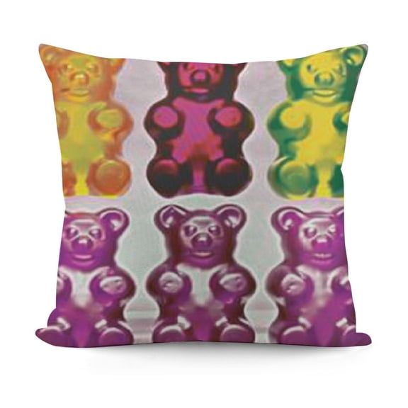 Cartoon Decorative Throw Pillow Case Pack of, Colorful Jelly Gummy Bears Candy Food Blueberry Yummy Design, Cushion Cover for Couch Living Room Car, , Multicolor
