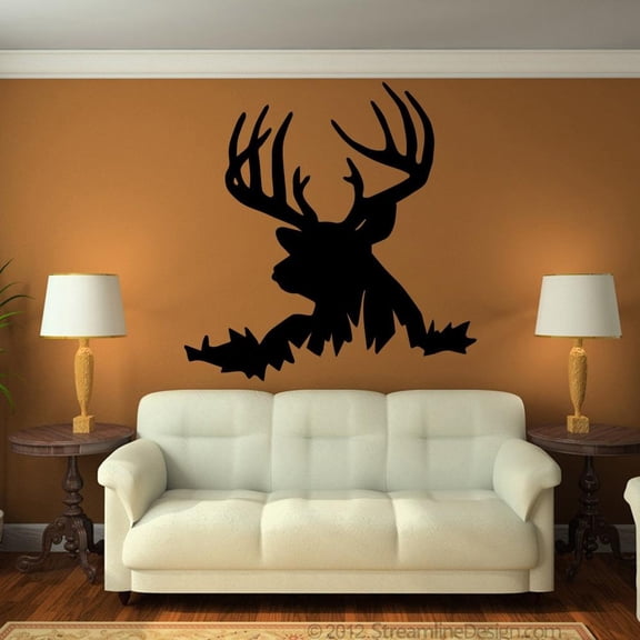 Cartoon Deer Head Wall Sticker Office Living Room Large Buck Fawn Animal Head Wall Decal Nursery Kids Room Vinyl Home Decor 40cmx40cm