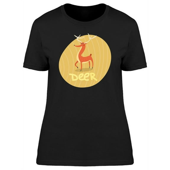 Cartoon Deer In A Circle T-Shirt Women -Image by Shutterstock, Female Large