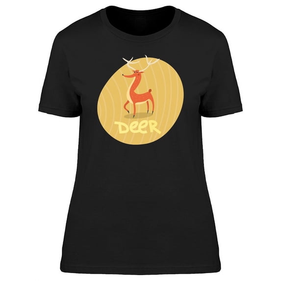 Cartoon Deer In A Circle T-Shirt Women -Image by Shutterstock, Female Large