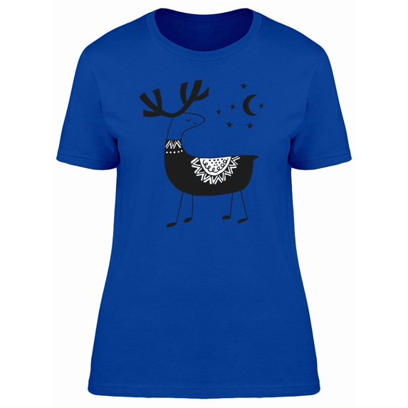 Cartoon Deer In The Night Tee Women's -Image by Shutterstock