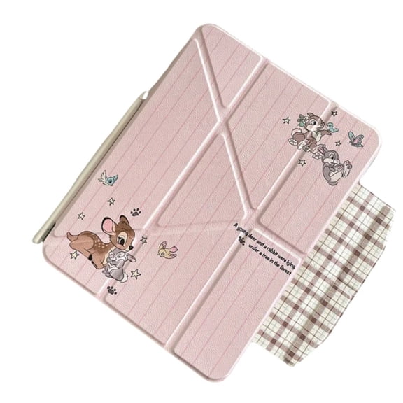 Cartoon Deer Rabbit Buckle Pen Slot Tablet Case For Mini7 6 iPad11 10 6 5 Pro 2024 2022 2021 2020 2018 Air2025 2024 5 4 3  Cover