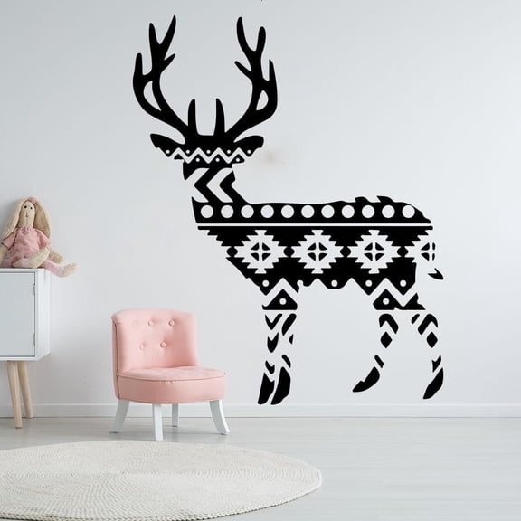 Cartoon Deer Reindeer Wall Sticker Window Nursery Christmas Xmas Deer Forest Animal Wall Decal Bedroom Living Room Vinyl 56cmx70cm