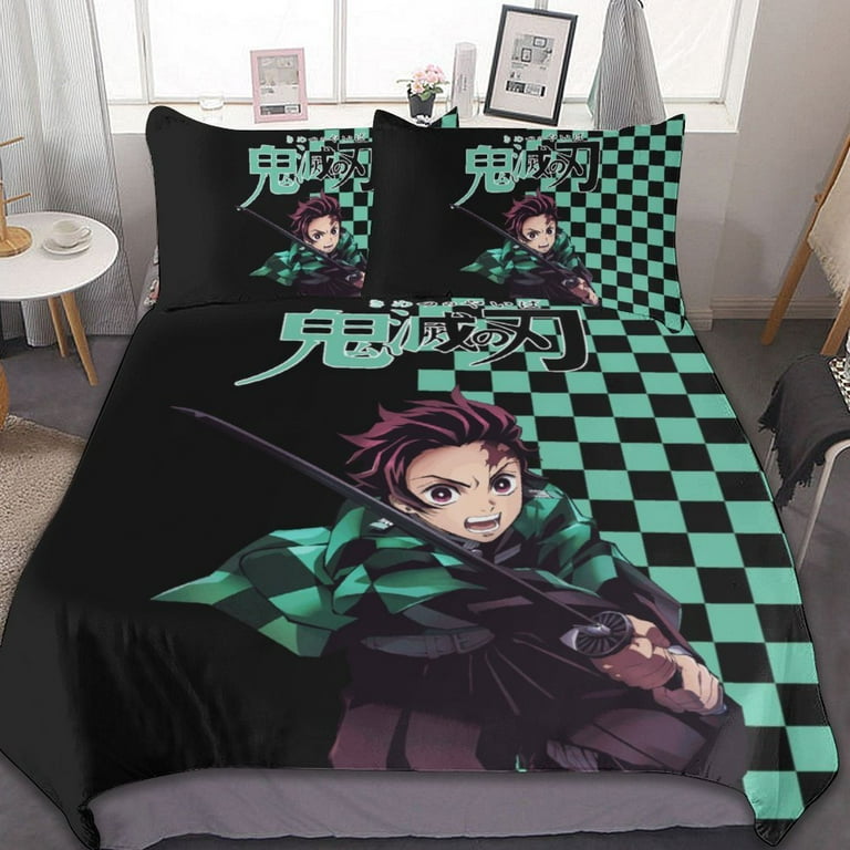 Cartoon Demon Slayer 3-Piece Bed Set Warm and Comfortable Kawaii