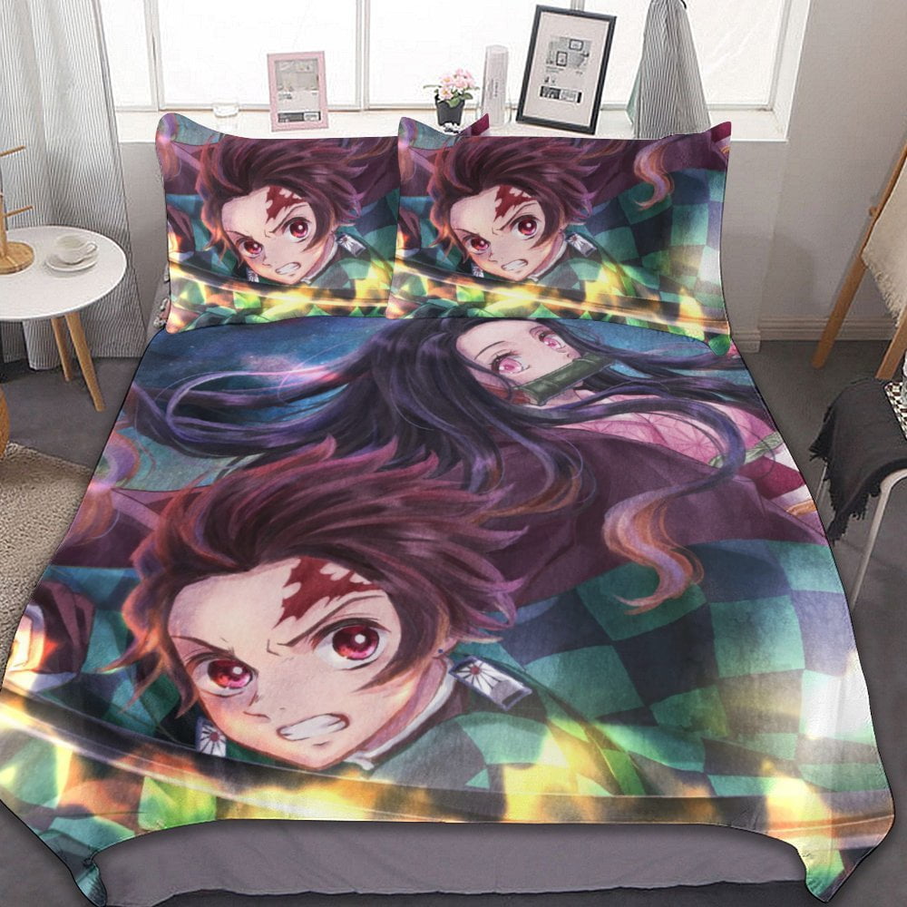 Cartoon Demon Slayer 3-Piece Bed Set Warm and Comfortable Kawaii ...