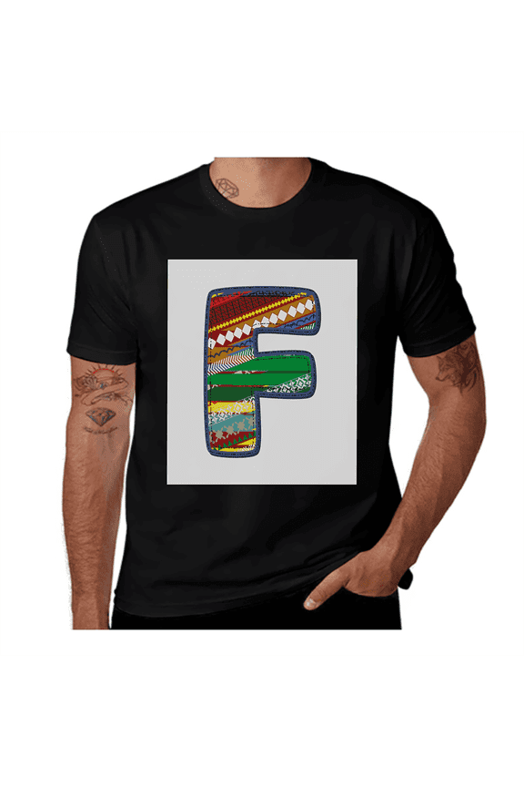 Cartoon Design Capital-Letter F-Multicolor Casual Streetwea Everyday Tshirt Comfortable Wear tee shirt