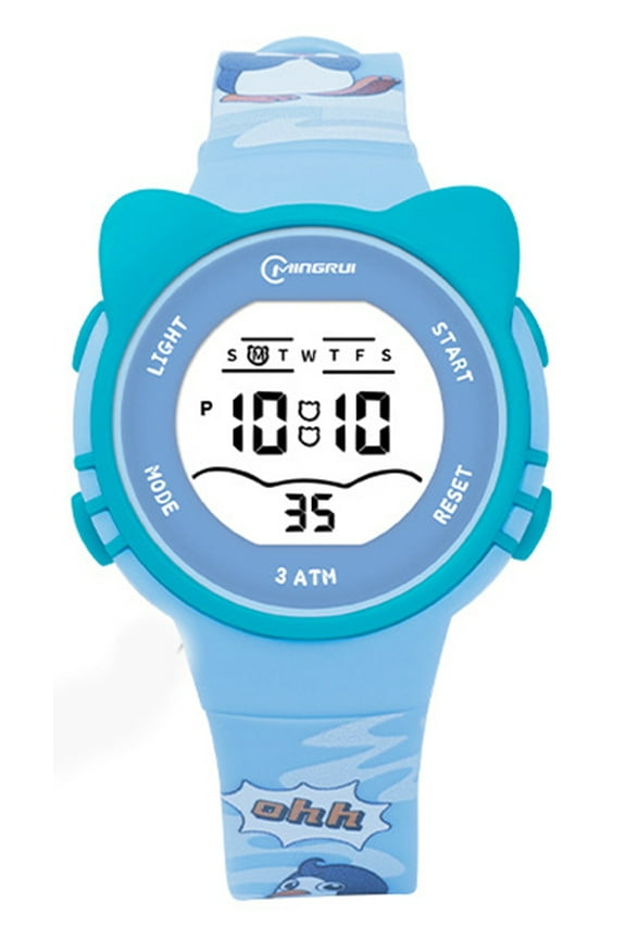 Cartoon Digital Watch for Age 4-12 Waterproof LCD Digital Sports Wirstwatch with LED Lights, Stopwatch, Alarm Gift for Age 4-12