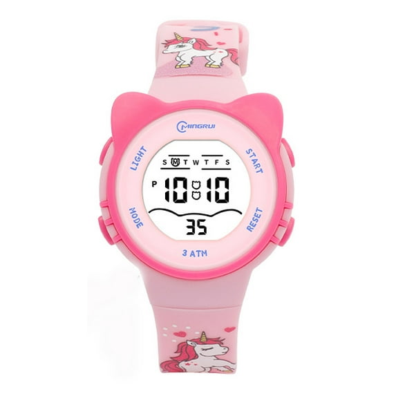 Cartoon Digital Watch for Age 4-12 Waterproof LCD Digital Sports Wirstwatch with LED Lights, Stopwatch, Alarm Gift for Age 4-12