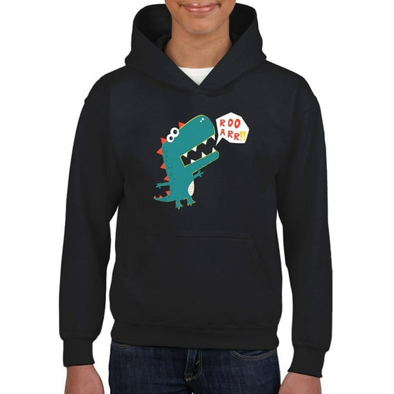 Cartoon Dino Rooarr Hoodie Juniors -Image by Shutterstock,  x-Large