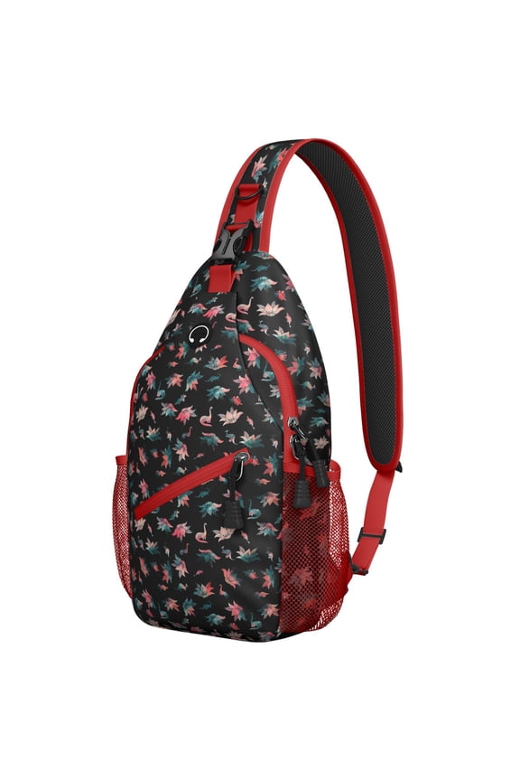 Cartoon Dino and Stars Pattern Sling Backpack, Colorful Dinosaur Print Lightweight Crossbody Bag for Travel Hiking Birthday Outdoor Use