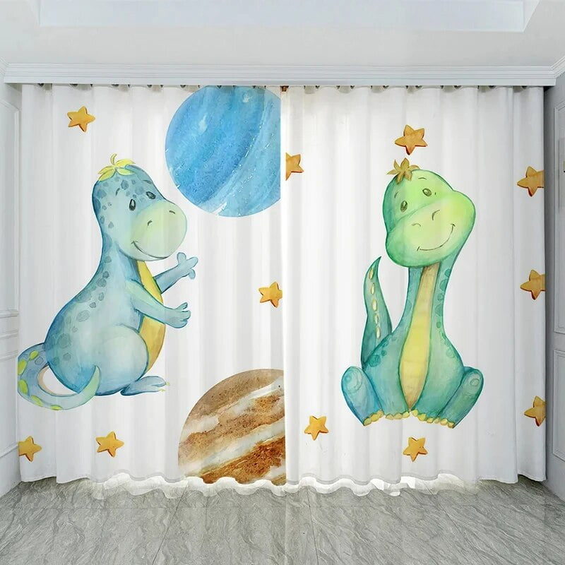 Cartoon Dinosaur Animal Curtains for Children's Room Boy Bedroom Tatami