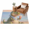 Cartoon Dinosaur Area Rug 3'x5', Funny Tyrannosaurus Rex Summer Ice ...
