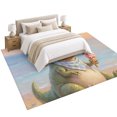 Cartoon Dinosaur Area Rug 5'x7', Funny Tyrannosaurus Rex Summer Ice ...