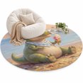 Cartoon Dinosaur Area Rug 6', Funny Tyrannosaurus Rex Summer Ice Cream ...