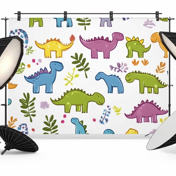 Cartoon Dinosaur Backdrop for Photography, Simple Cute Photo Backdrop Portrait Background Party Banner Photo Backgrounds for Studio Booth Props, 7x5ft