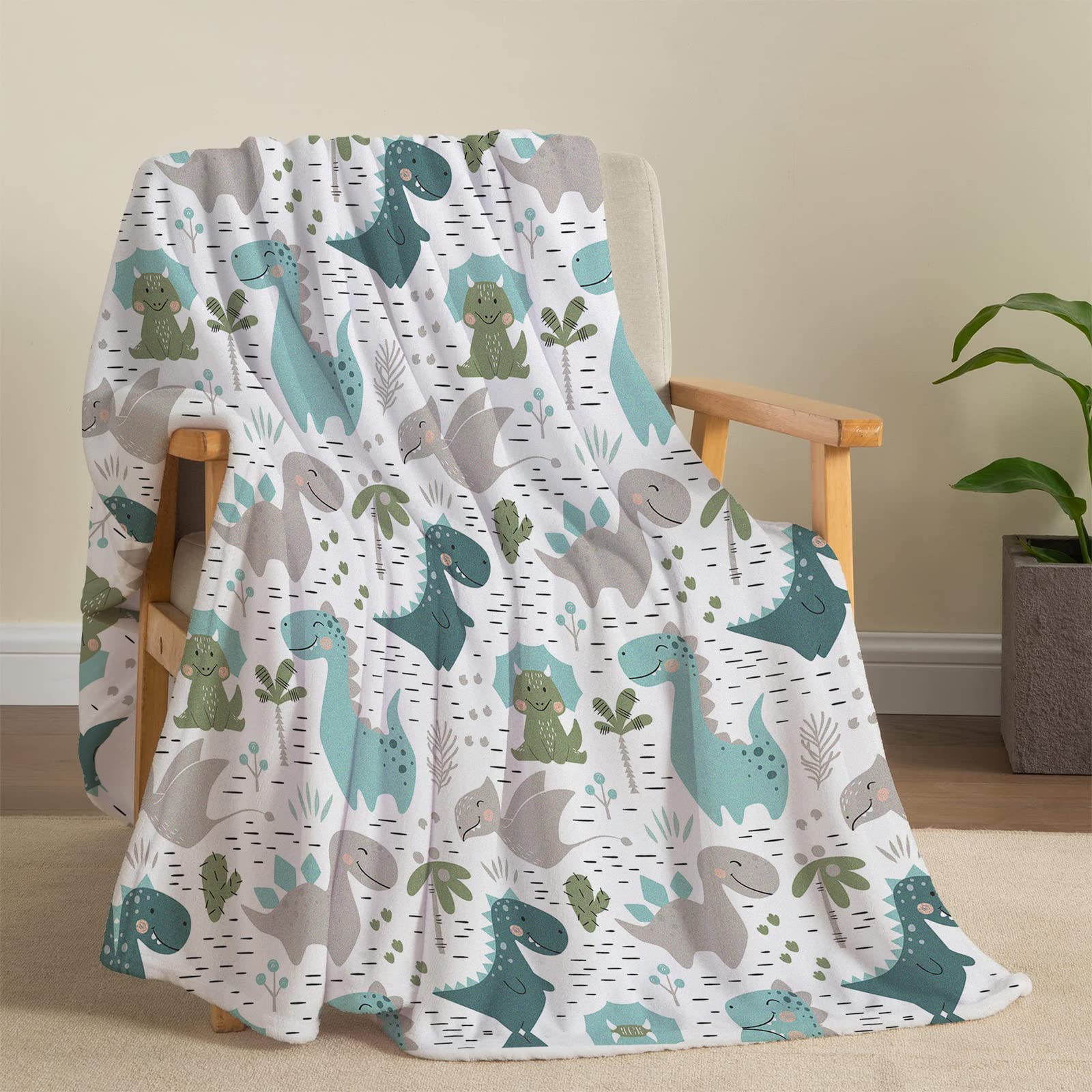 Cartoon Dinosaur Blanket Plush Throw Blankets Portable Bedspread Shawl