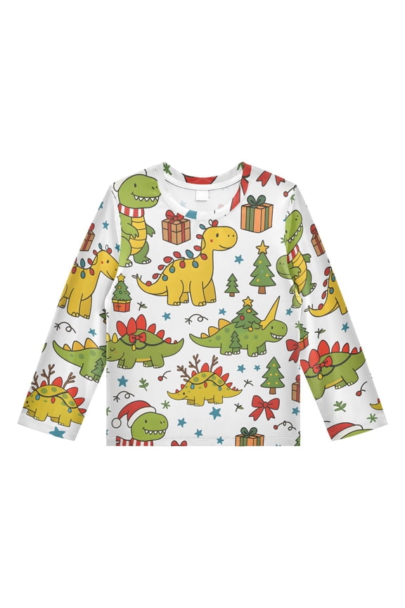 Cartoon Dinosaur Boys' Rash Guard Shirts UPF 50 Plus Sun Protection Short Sleeve Swim Tees 11-12T