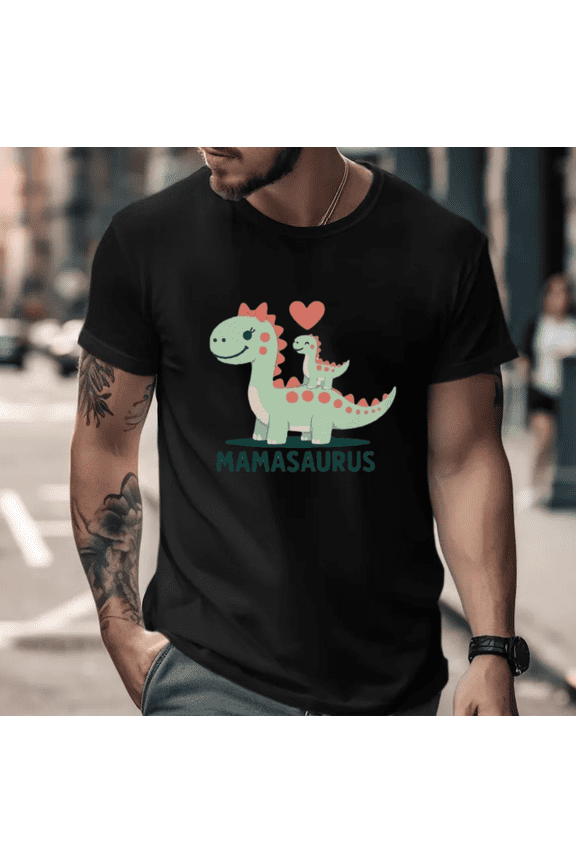 Cartoon Dinosaur Couple Cute Matching Family Casual Graphic Print Unisex T-Shirt, for men & women, up to size 5XL