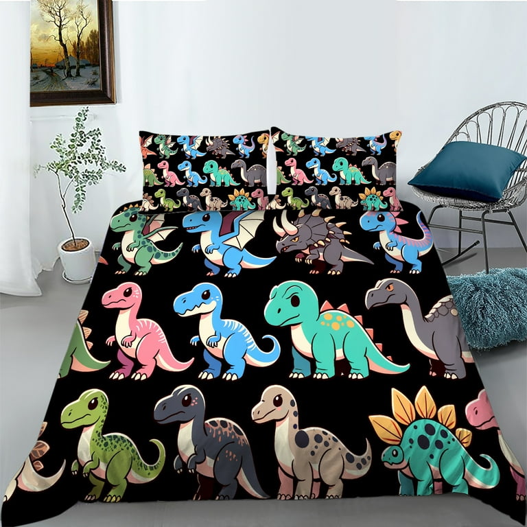 Cartoon Dinosaur Duvet Cover Set Kids Boys Girls Soft Lovely