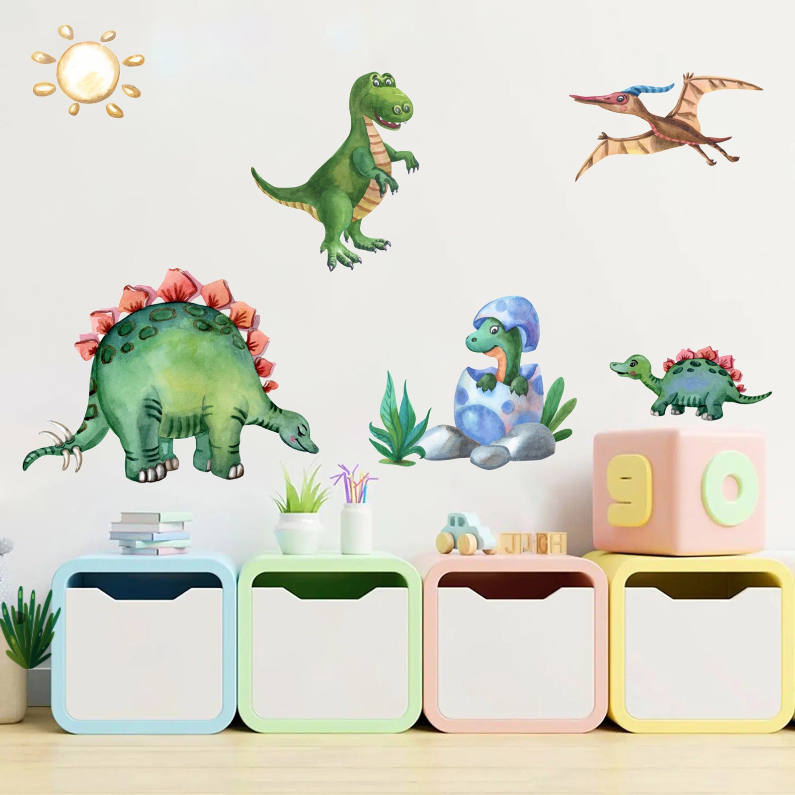 Cartoon Dinosaur Family Wall Stickers Children's Room Kindergarten Wall