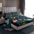 thumbnail image 1 of Cartoon Dinosaur Gifts Sheets Cute Dino Pattern Sheet Set Volcano Land Bed Sheets Set Botanical Leaves Flowers Decor Bed Set Full, 1 Fitted Sheet 1 Flat Sheet 2 Pillowcases, 1 of 6