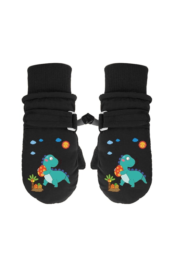 Cartoon Dinosaur Gloves Full Finger Mitts Thickened Windproof Thermal Gloves Warm Snow Gloves for Student Winter Mittens