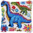 thumbnail image 1 of Cartoon Dinosaur Latch Hook Pillow Cover Kits for DIY Handmade Throw Pillow Cross Stitch Latch Hook Pillowcase Rug Kits with Preprinted Color Pattern Canvas Crochet Yarn Kits 17''X 17''(ys45), 1 of 7