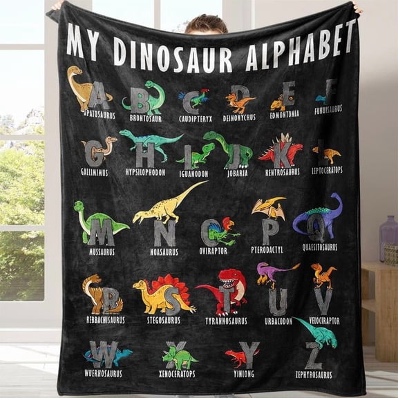 Cartoon Dinosaur Pattern Flannel Cozy Blanket, 1 Count Soft Comfortable Warm Napping Throw with Storage Bag, Dinosaur Print Blanket, Halloween Decor Sleeping Bedding Supplies