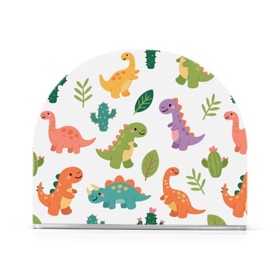 Cartoon Dinosaur Pattern Napkin Holder Acrylic Napkin Dispenser Clear Modern Tabletop for Kitchen Counter