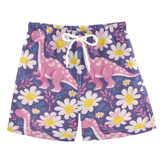 Cartoon Dinosaur Pattern Swim Trunks Quick Dry Beach Pool Board Shorts Lightweight Stylish Print Sizes 2T to XL