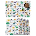thumbnail image 1 of Cartoon Dinosaur Placemats Set of 6 Watercolor Funny Cute Dino Sun Grey Plaid Place Mats Indoor Wipeable Table Mats Washable Dining Table Placemats for Kitchen Holiday Party Home Decor 13x19 Inch, 1 of 9