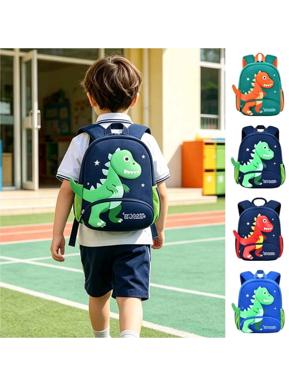 Cartoon Dinosaur Print Backpack for Age 4t 5t 6t, 5th 6th Primary School Adjustable Straps Lightweight Waterproof School Daypack