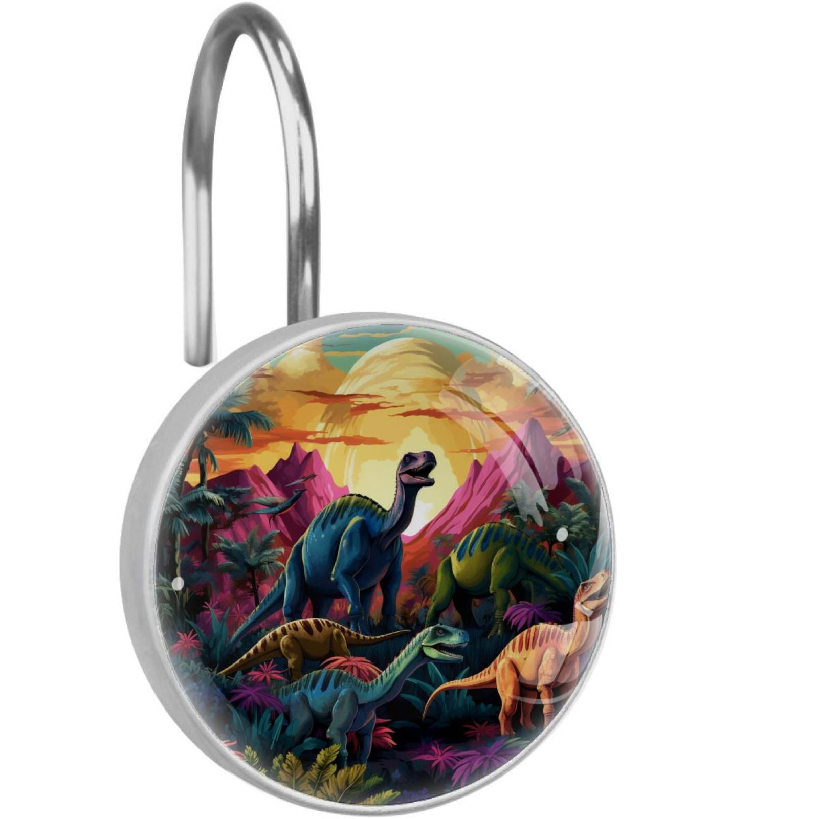 Cartoon Dinosaur Shower Curtain Hooks （Set of 12） for Home Hotel Shower