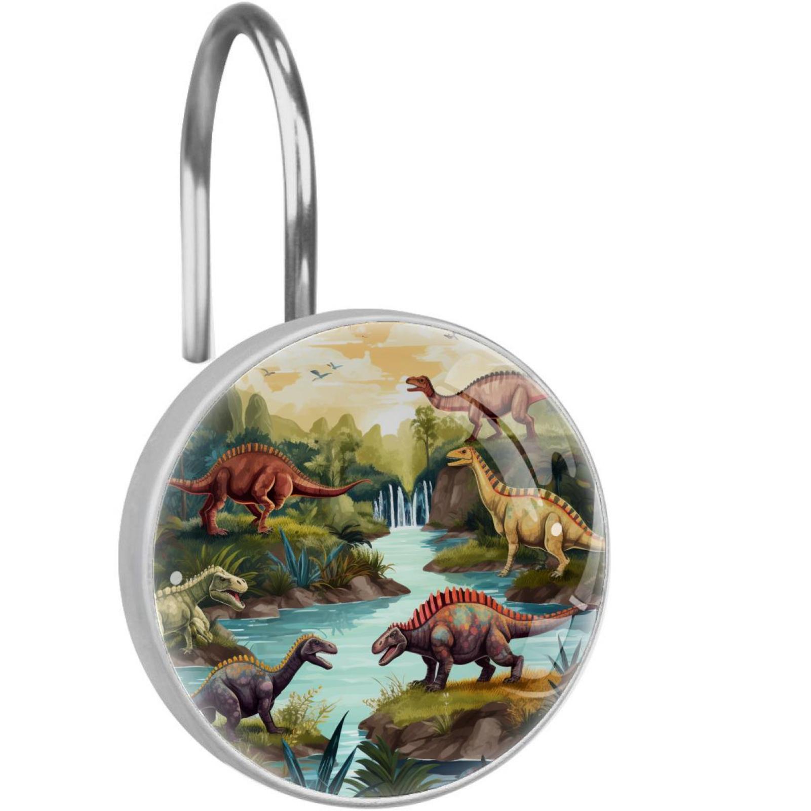 Cartoon Dinosaur Shower Curtain Hooks （Set of 12） for Home Hotel Shower