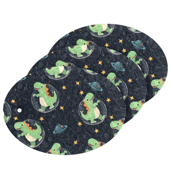 Cartoon Dinosaur Star Pattern Cellulose Cleaning Sponge Set 3 Pack Compressed Kitchen Scrubber for Dishes