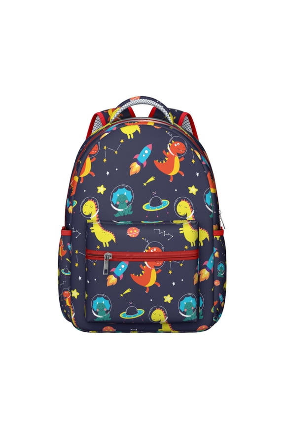 Cartoon Dinosaur Student School Backpack for Student Funny Cute Dino Pattern Colorful Watercolor Birthday Forest Design
