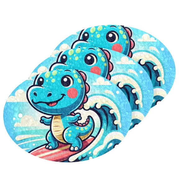 Cartoon Dinosaur Surf 3 Pack Dish Sponges Bulk Natural Sponges Compressed Sponges Non-Scratch for Kitchen Cleaning Dishes