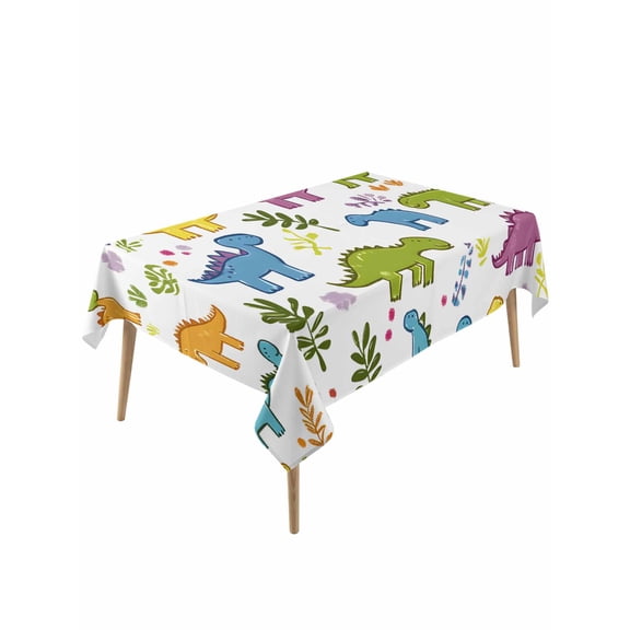 Cartoon Dinosaur Table Cloth 54x108 Inch Rectangle, Simple Cute Waterproof Tablecloth Washable Table Cover for Party Picnic Dinner Decor