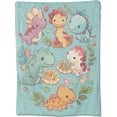 thumbnail image 1 of Cartoon Dinosaur Throw Blanket, Cute Dino Enjoying Pizza in Forest Blankets for Bedroom Living Room Couch Decor, Fuzzy Cozy Soft Lightweight Throws, Birthday Gifts for Kids Boys Girls, 50x60 in, 1 of 6