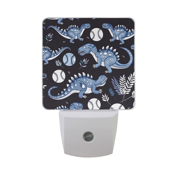 Cartoon Dinosaur and Baseball Night Light 2 Pack LED Nightlight Plug into Wall Dusk to Dawn Sensor Soft White