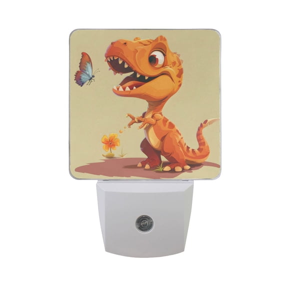 Cartoon Dinosaur and Butterfly Night Light 2 Pack LED Nightlight Plug into Wall Dusk to Dawn Sensor Soft White