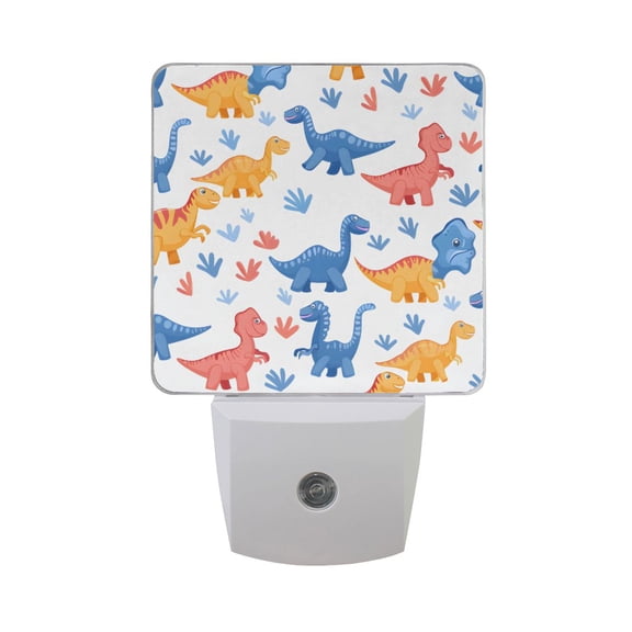 Cartoon Dinosaur and Glass Night Light 2 Pack LED Nightlight Plug into Wall Dusk to Dawn Sensor Soft White