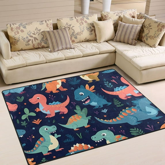 Cartoon Dinosaurs Area Rugs Soft Non-Slip Floor Mats Large Nursery Carpets Doormat for Living Room Bedroom Hotel Decor 63"x48"