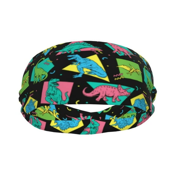 Cartoon Dinosaurs Kids Sports Headband for Women Men, Running Headband Sweat Bands for Cycling, Yoga, Spa, Athleti, Workout - Moisture Wicking Hairband