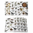 thumbnail image 1 of Cartoon Dinosaurs Placemats Set of 4 Natural Primitive Wild Animals Names Place Mats Indoor Wipeable Table Mats Washable Cloth Dining Table Placemats for Kitchen Holiday Party Home Decor 13x19 Inch, 1 of 9