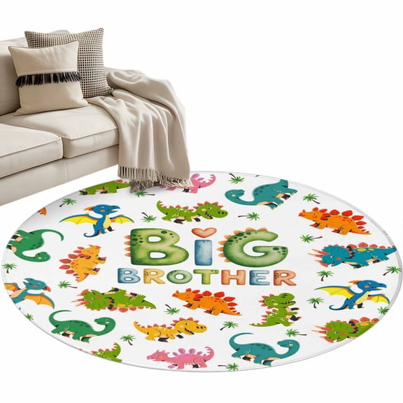 Cartoon Dinosaurs Round Area Rugs Collection 3', Funny Dino Cute Boys Girls Children Non Slip Indoor Circular Throw Runner Rug Floor Mat Carpet for Living Room Dining Table Bedroom Nursery