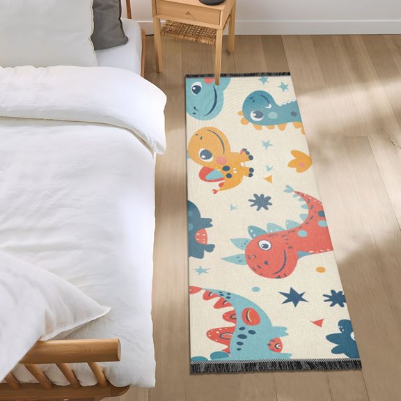 Cartoon Dinosaurs Runner Area Rug 2x6 Soft Non-Slip Washable Bedside Carpet for Hallway Bedroom Living Room Home Decor