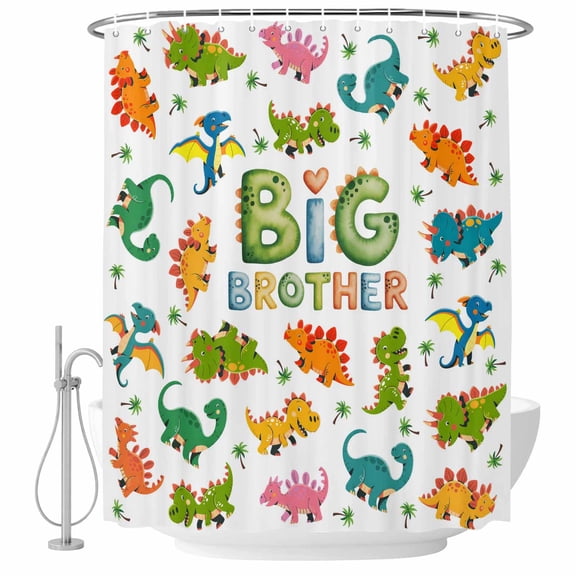 Cartoon Dinosaurs Shower Curtain, Waterproof Shower Curtains for Bathroom, Funny Dino Cute Boys Girls Children Washable Fabric Bathtub Curtain Set Bath Decor with 12 Hooks 48"x72"