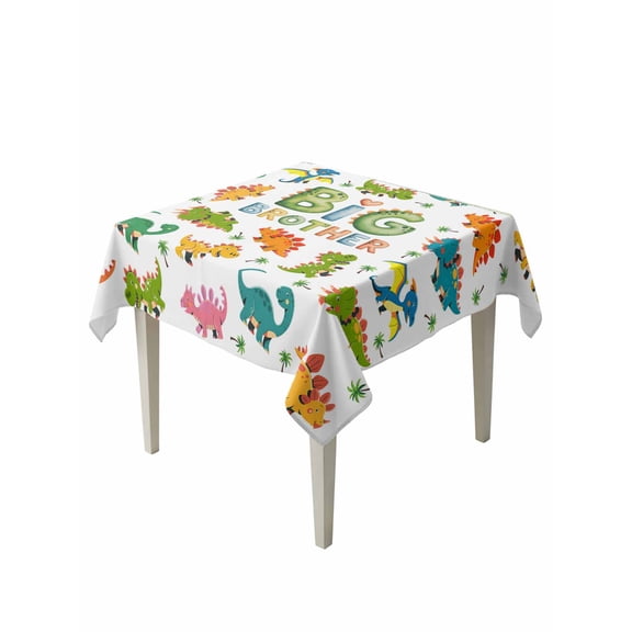 Cartoon Dinosaurs Table Cloth, Waterproof Tablecloth for Square Tables, Funny Dino Cute Boys Girls Children Reusable Washable Fabric Table Cover for Restaurant Kitchen Dining Tables 54"x54"